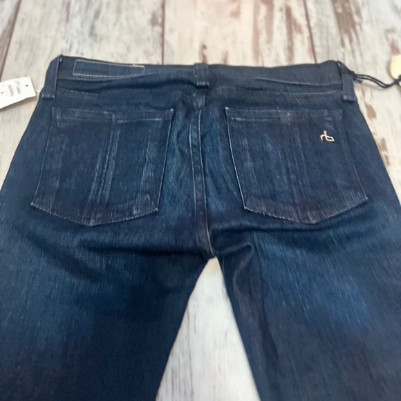 Rag & Bone Kensington Moto Skinny Jeans Dark Blue Zip Detail Size 24 NWT - Picture 16 of 16